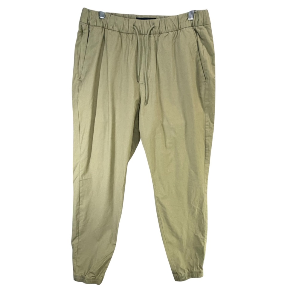 Abercrombie & Fitch Stretch Chino Jogger Pants Mens L Olive Green Travel Casual
